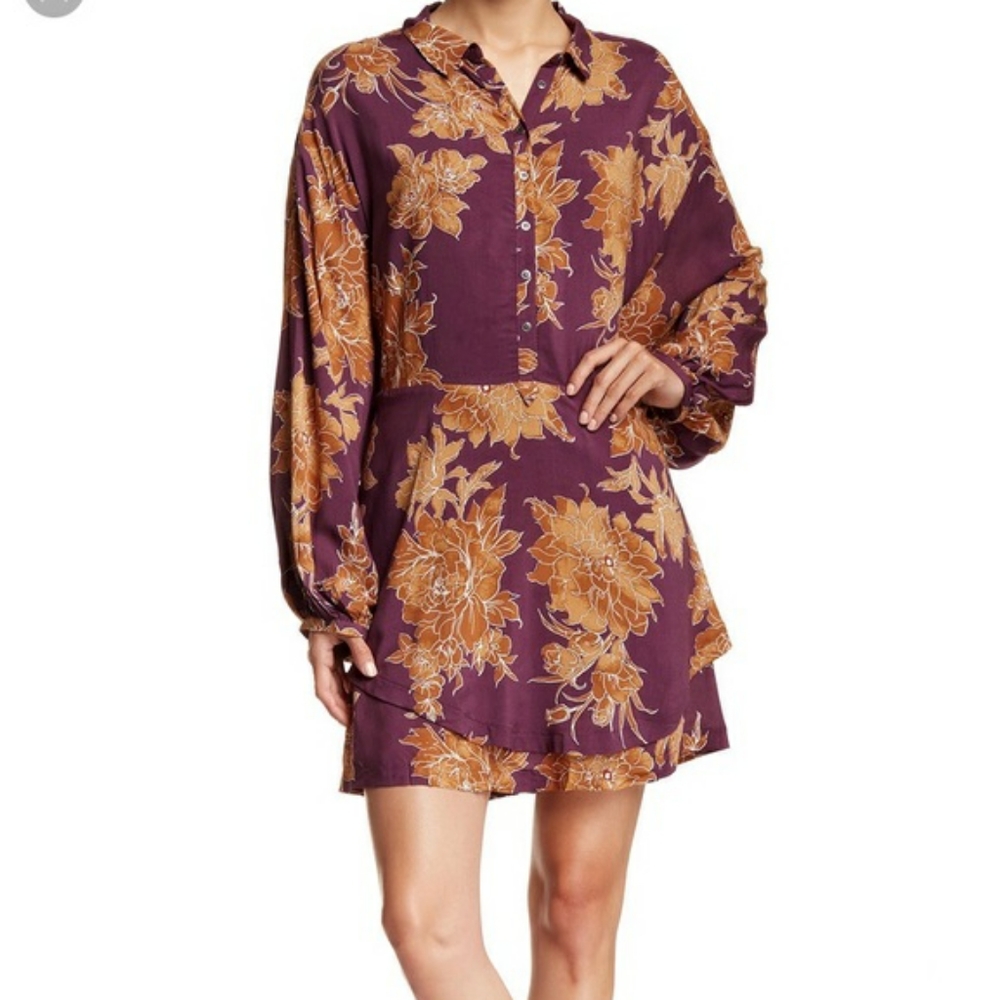 Free People Purple Berry Shake it Off Mini Dress